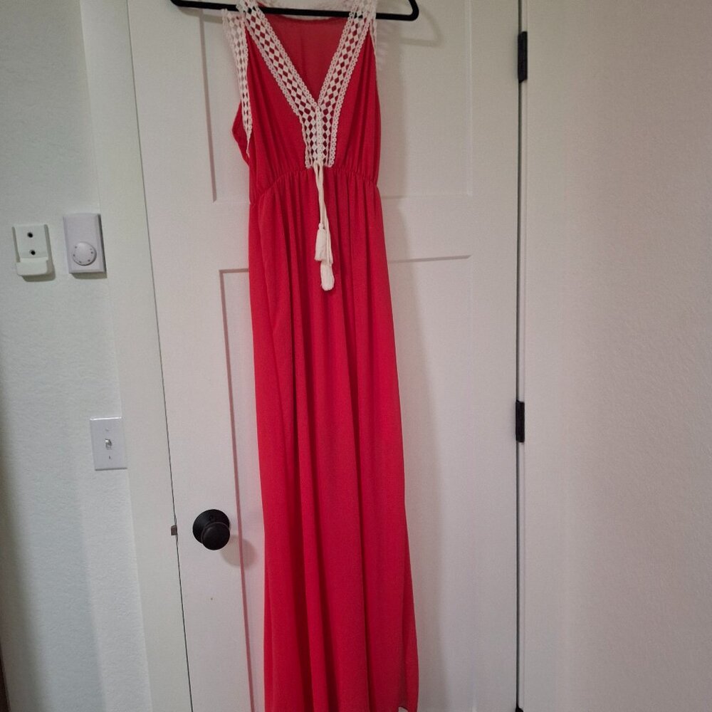 Salmon/pink Maxi Dress with slits